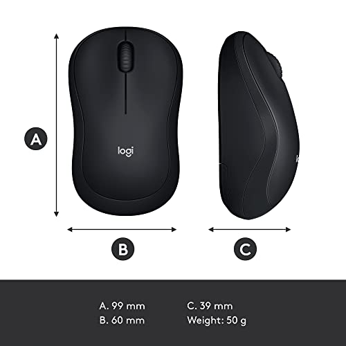 Logitech M185 Wireless Mouse, 2.4GHz with USB Mini Receiver, 12-Month Battery Life, 1000 DPI Optical Tracking, Ambidextrous PC/Mac/Laptop - Swift Gray