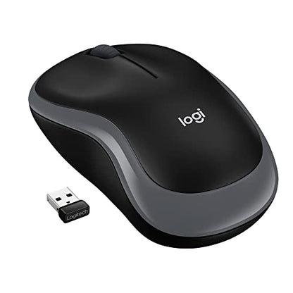 Logitech M185 Wireless Mouse, 2.4GHz with USB Mini Receiver, 12-Month Battery Life, 1000 DPI Optical Tracking, Ambidextrous PC/Mac/Laptop - Swift Gray