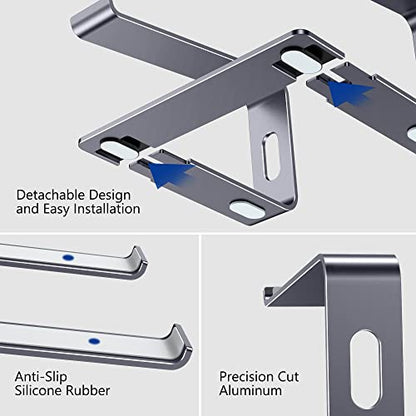 BESIGN LS03 Aluminum Laptop Stand, Ergonomic Detachable Computer Stand, Riser Holder Notebook Stand Compatible with Air, Pro, Dell, HP, Lenovo More 10-15.6" Laptops, Black