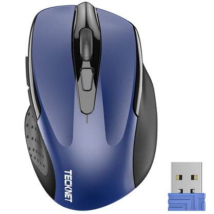 TECKNET Wireless Mouse, 2.4G Ergonomic Optical Mouse, Computer Mouse for Laptop, PC, Computer, Chromebook, Notebook, 6 Buttons, 24 Months Battery Life