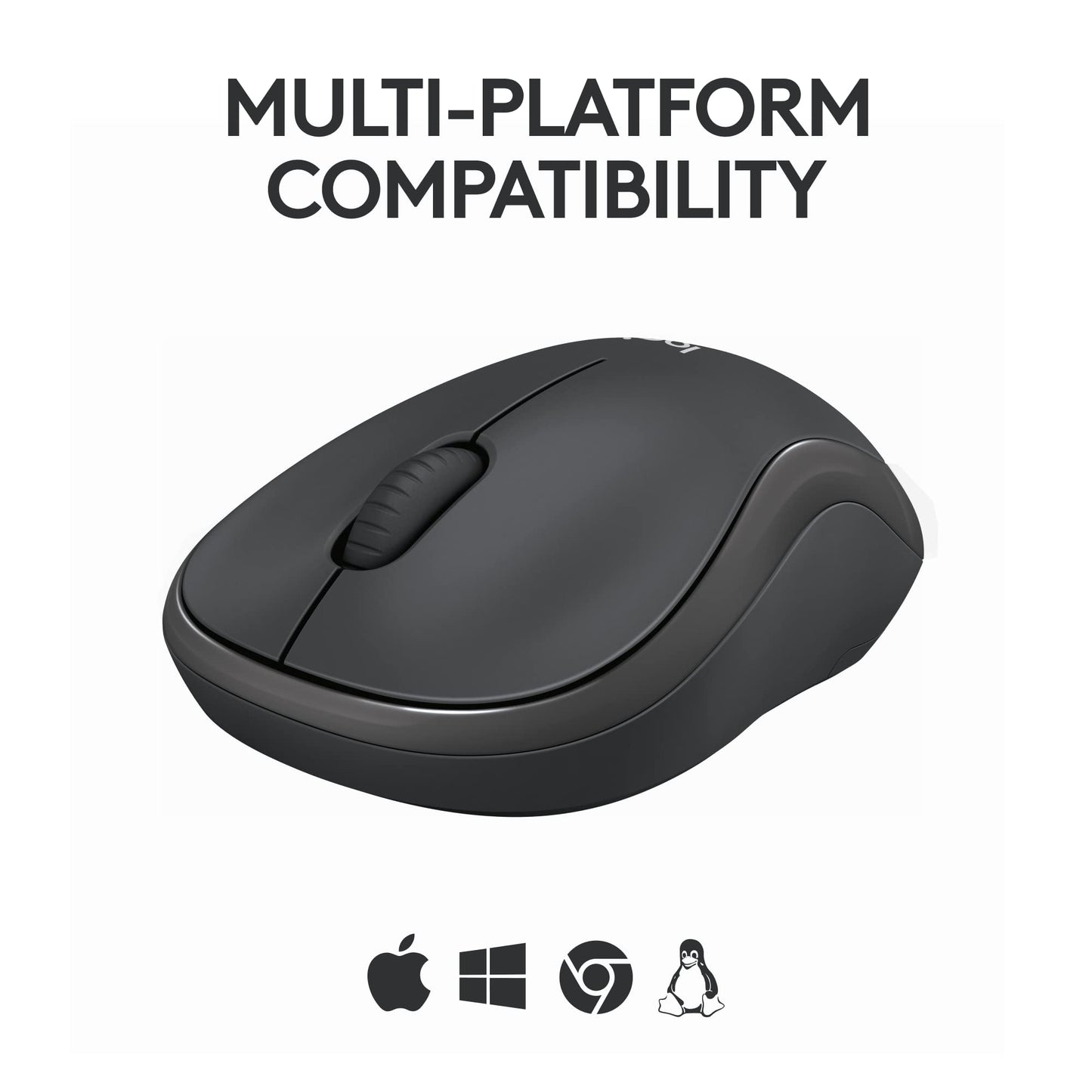 Logitech M185 Wireless Mouse, 2.4GHz with USB Mini Receiver, 12-Month Battery Life, 1000 DPI Optical Tracking, Ambidextrous PC/Mac/Laptop - Swift Gray