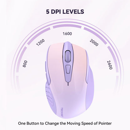 TECKNET Wireless Mouse, 2.4G Ergonomic Optical Mouse, Computer Mouse for Laptop, PC, Computer, Chromebook, Notebook, 6 Buttons, 24 Months Battery Life