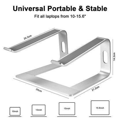 Laptop Stand for Desk - Sturdy Aluminum Computer Stand, Compact Laptop Riser for Desk, Detachable Laptop Holder - Portable Laptop Stand Compatible with 10 to 15.6 in Notebook Computer, Silver