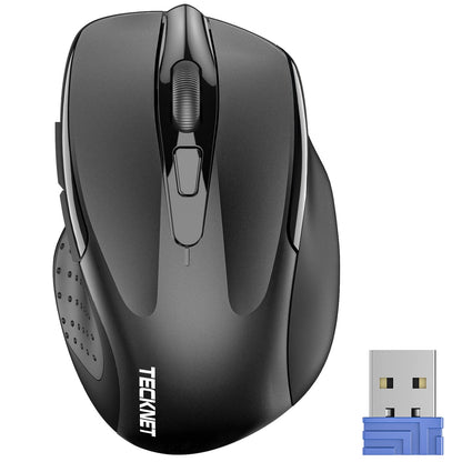 TECKNET Wireless Mouse, 2.4G Ergonomic Optical Mouse, Computer Mouse for Laptop, PC, Computer, Chromebook, Notebook, 6 Buttons, 24 Months Battery Life